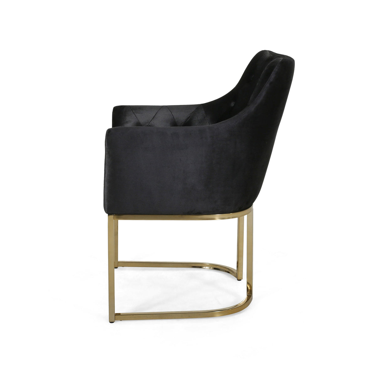 THE FURNITURE CO. Accent Chair Black Altay Velvet Modern Glam Accent Chair with Gold Accents