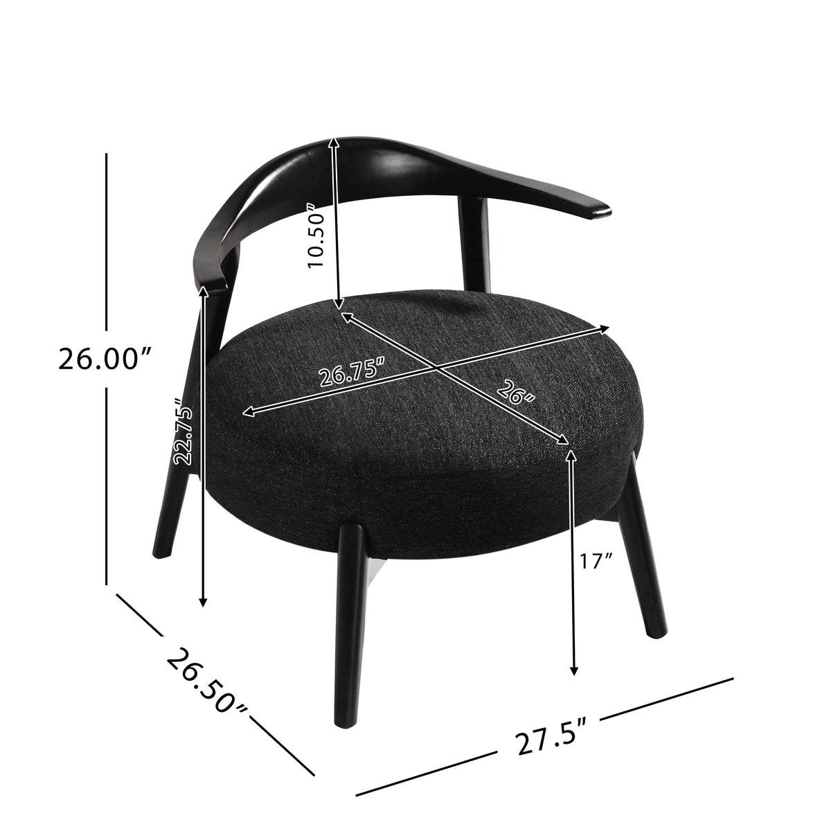 THE FURNITURE CO. Accent Chair Black Fabric Accent Chair with Birch Wood Legs