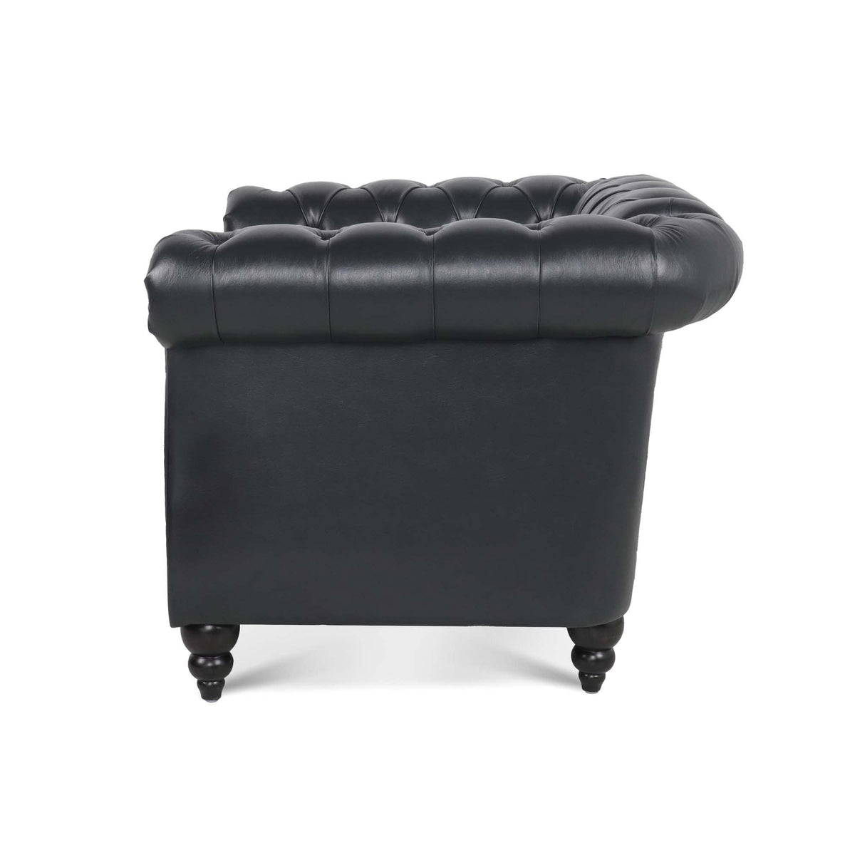 THE FURNITURE CO. Accent Chair Black Mid-Century Faux Leather One Seater Sofa
