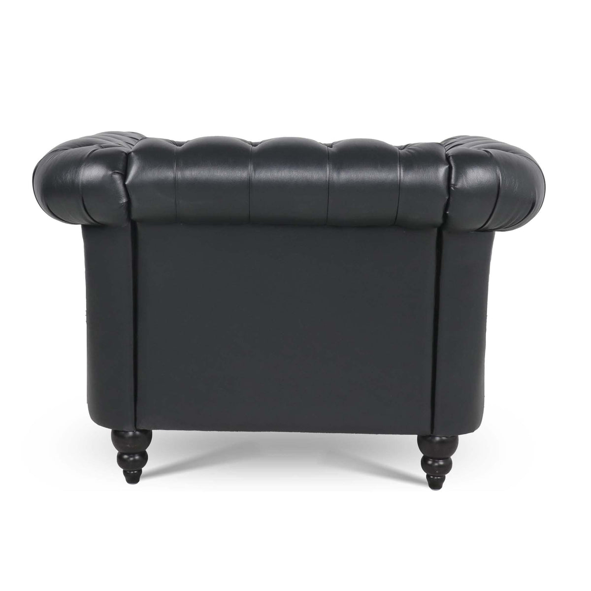 THE FURNITURE CO. Accent Chair Black Mid-Century Faux Leather One Seater Sofa