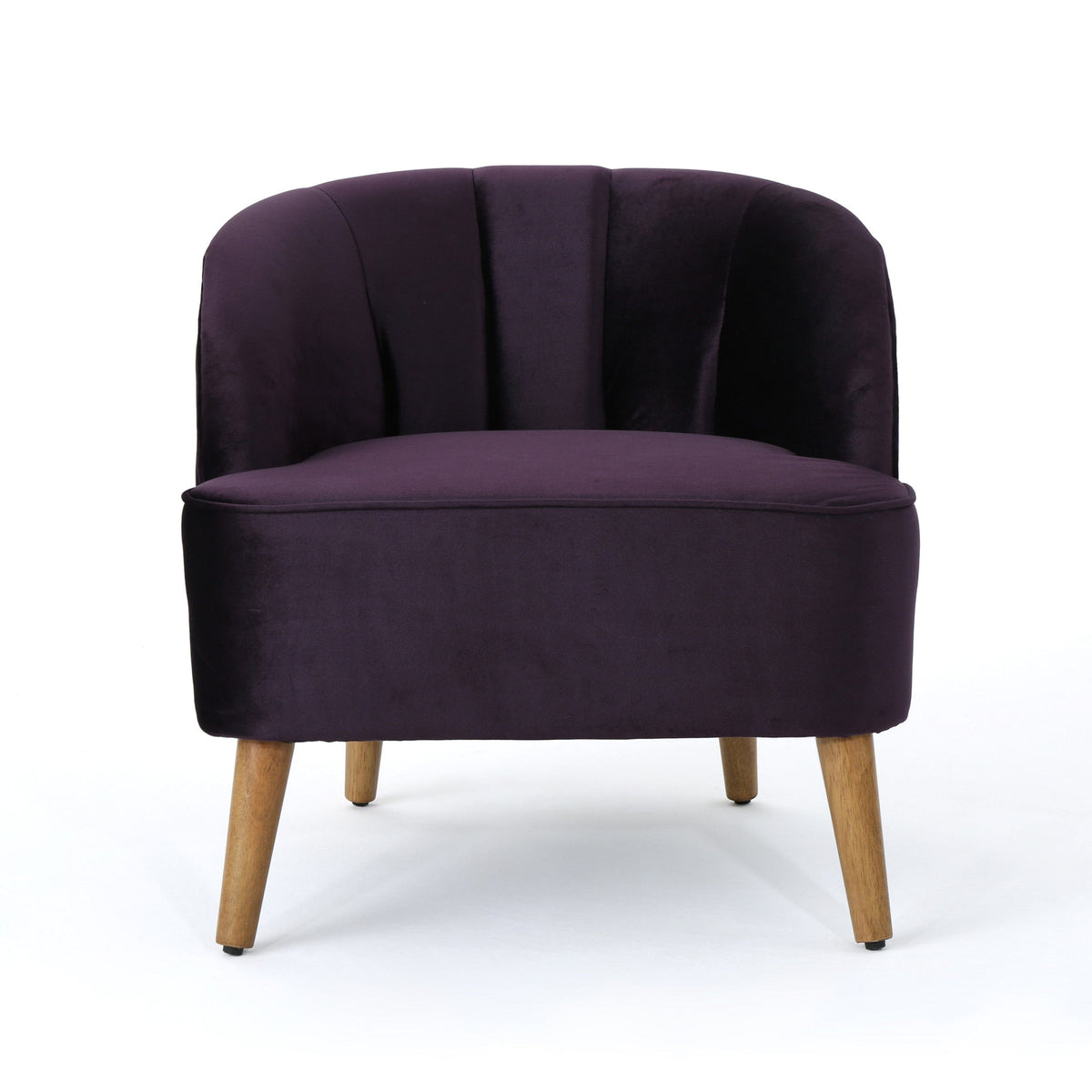 THE FURNITURE CO. Accent Chair Blackberry Velvet Club Chair with Birch Wood Legs