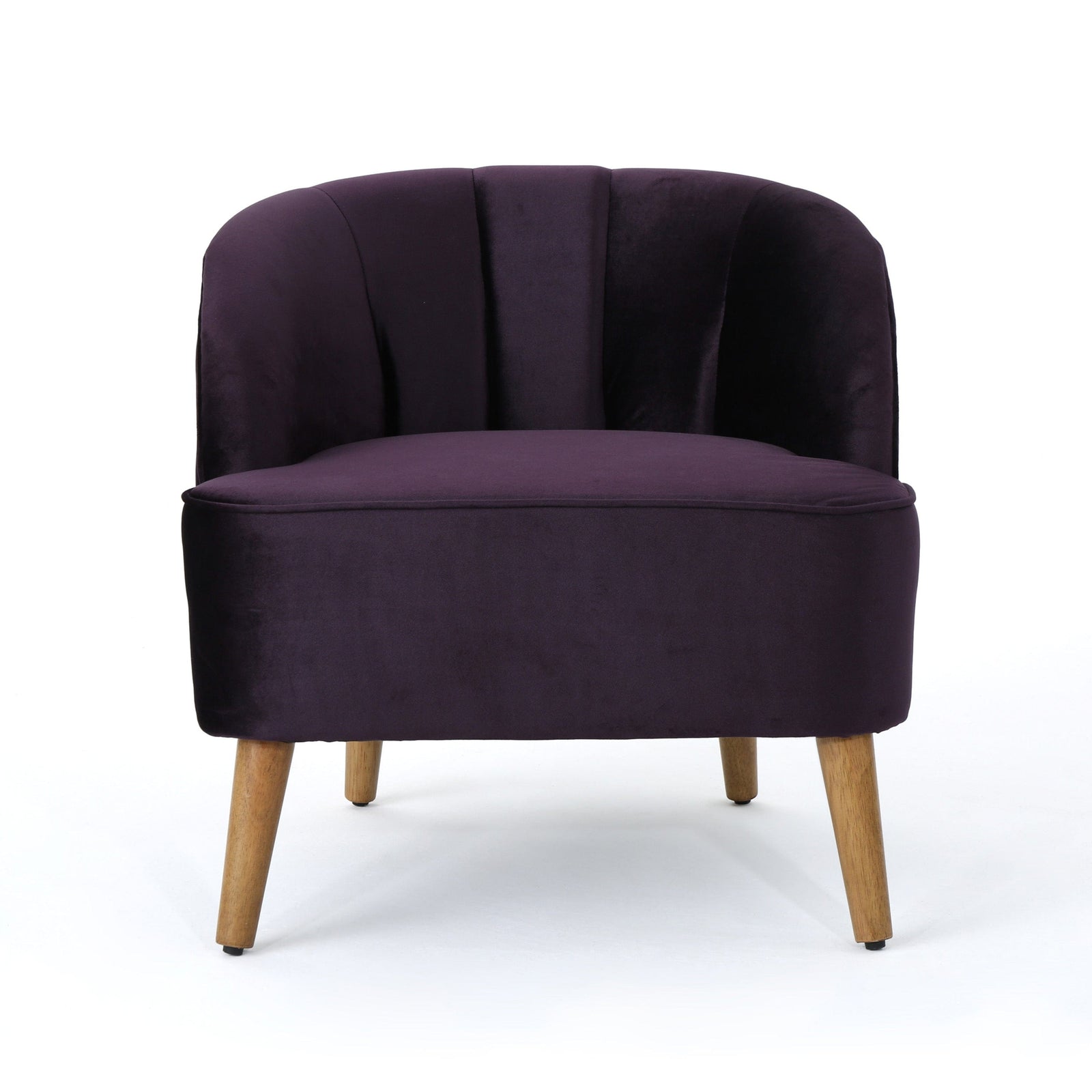 THE FURNITURE CO. Accent Chair Blackberry Velvet Club Chair with Birch Wood Legs