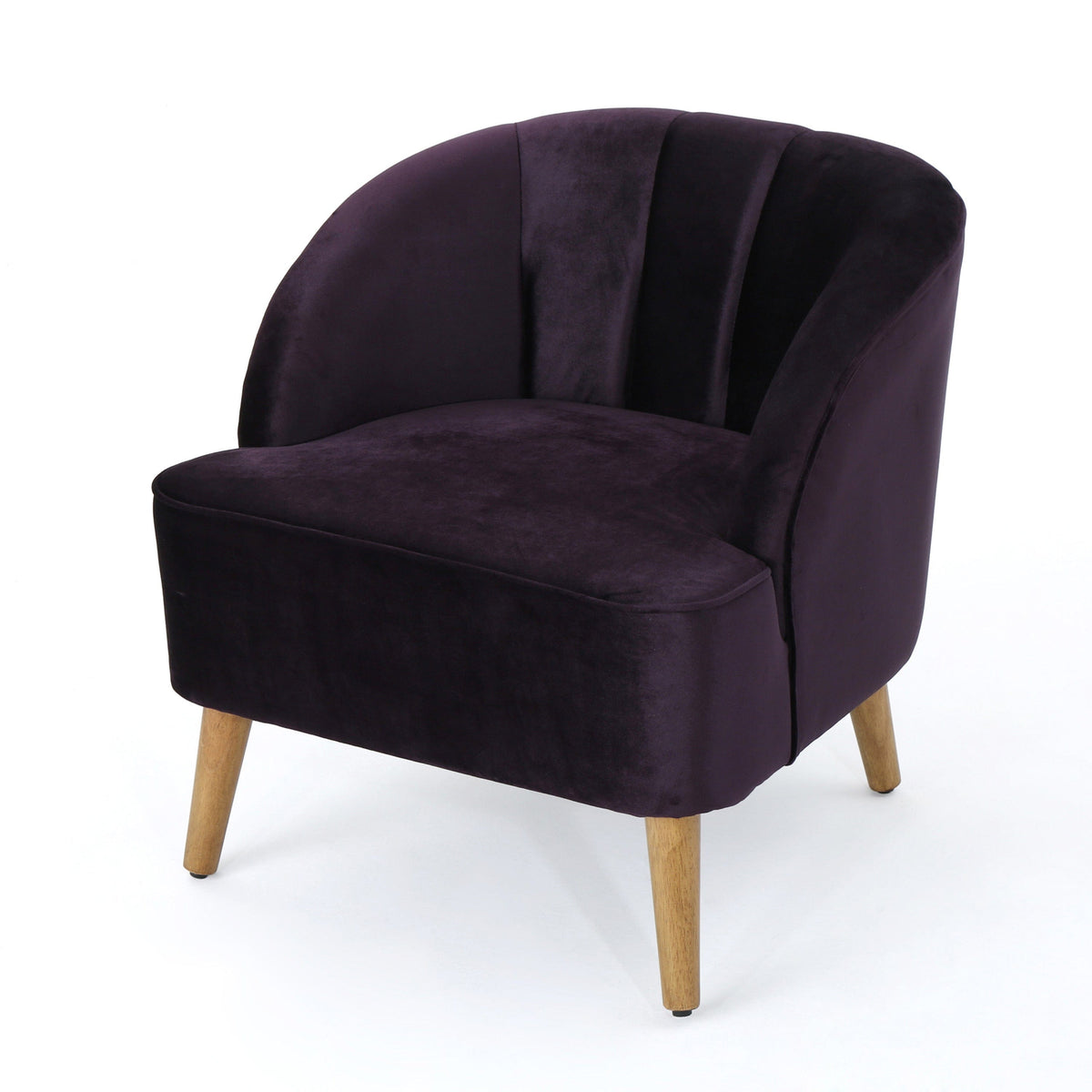 THE FURNITURE CO. Accent Chair Blackberry Velvet Club Chair with Birch Wood Legs