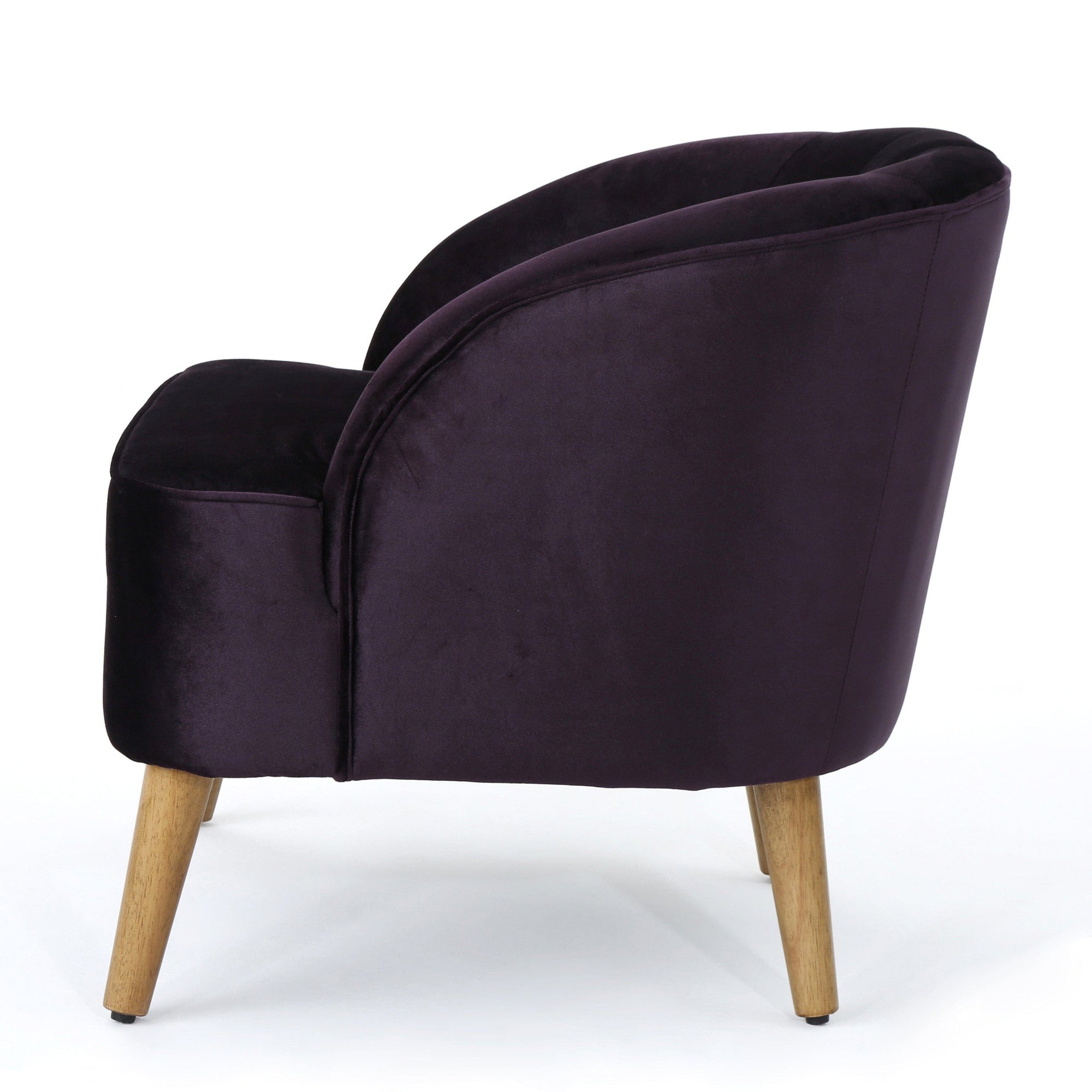 THE FURNITURE CO. Accent Chair Blackberry Velvet Club Chair with Birch Wood Legs