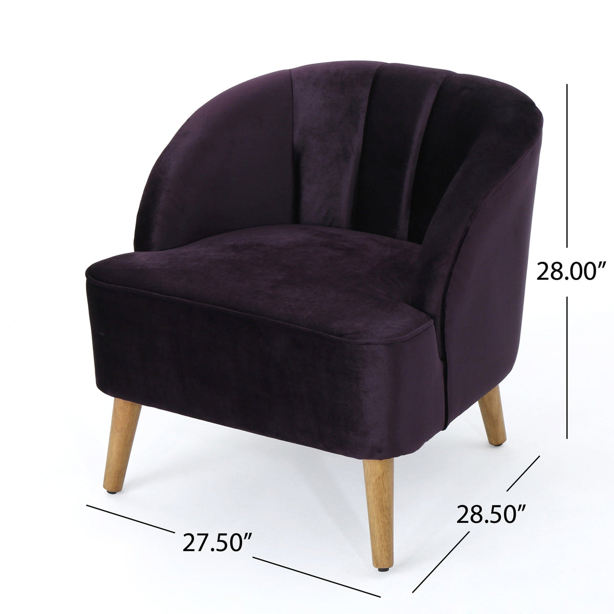 THE FURNITURE CO. Accent Chair Blackberry Velvet Club Chair with Birch Wood Legs