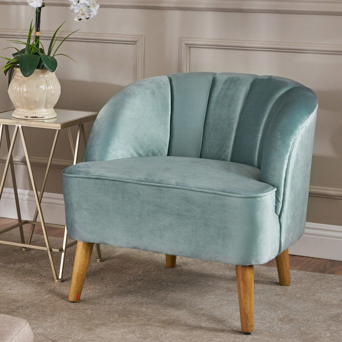 THE FURNITURE CO. Accent Chair Blue Mid-Century Modern Club Chair