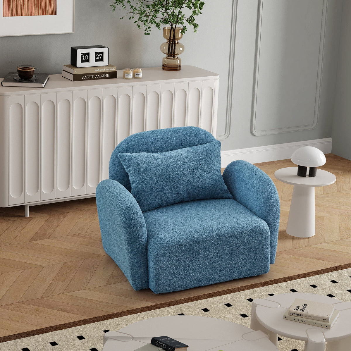 THE FURNITURE CO. Accent Chair Blue Teddy One-Seat Lazy Sofa Chair