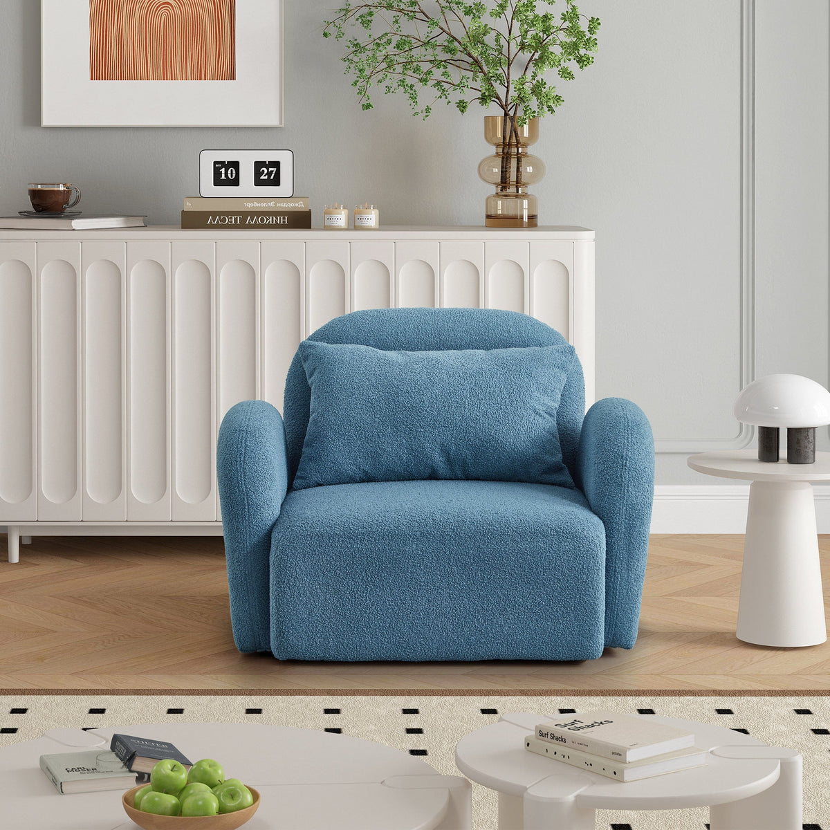 THE FURNITURE CO. Accent Chair Blue Teddy One-Seat Lazy Sofa Chair