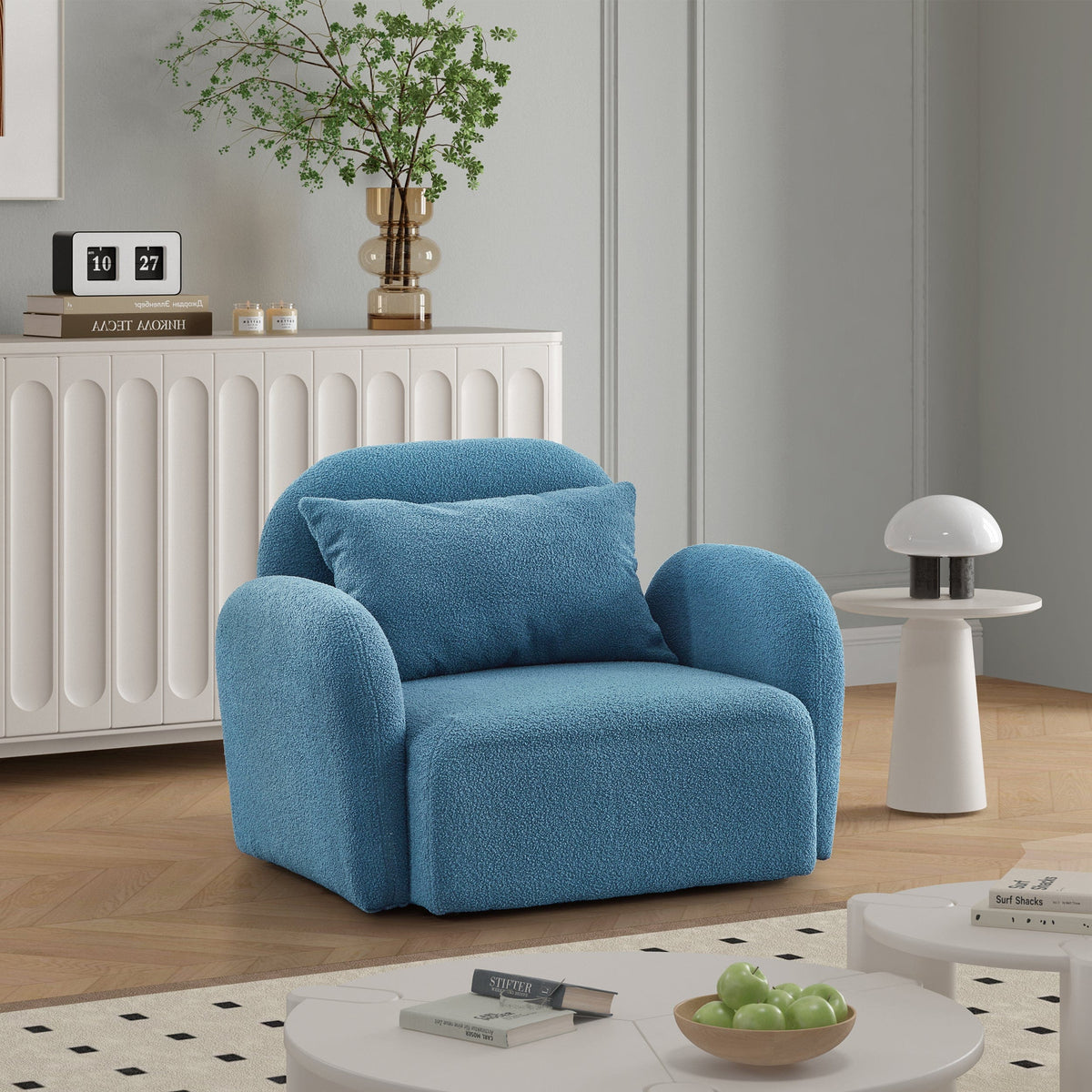 THE FURNITURE CO. Accent Chair Blue Teddy One-Seat Lazy Sofa Chair