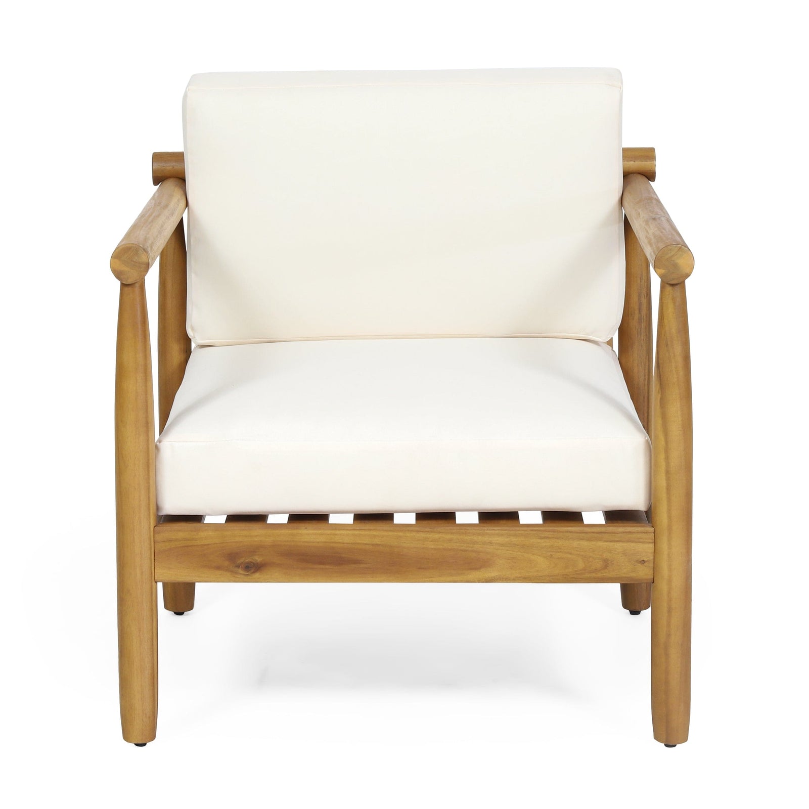 THE FURNITURE CO. Accent Chair Bonsallo Cream and Brown Acacia Wood Club Chair Set