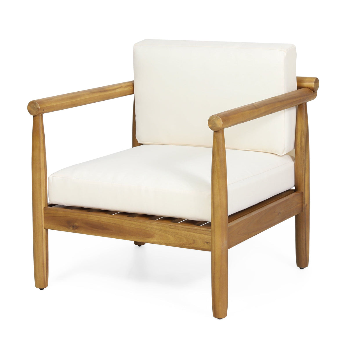 THE FURNITURE CO. Accent Chair Bonsallo Cream and Brown Acacia Wood Club Chair Set