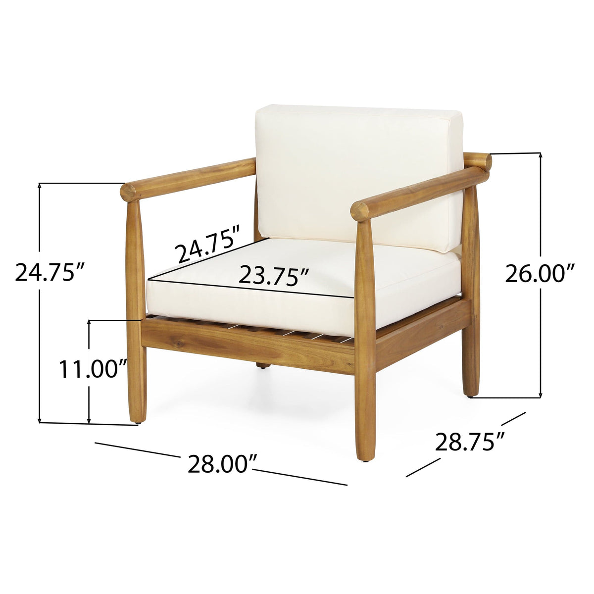 THE FURNITURE CO. Accent Chair Bonsallo Cream and Brown Acacia Wood Club Chair Set