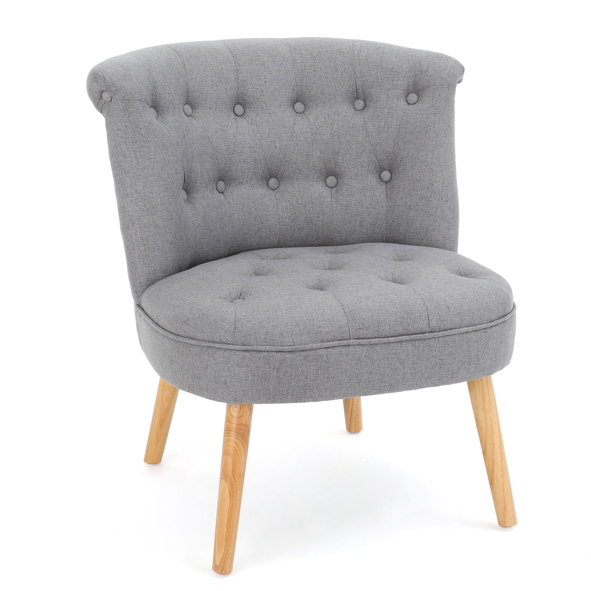 THE FURNITURE CO. Accent Chair Bordeaux Tufted Gray Mid Century Fusion Button Tufted Accent Chair