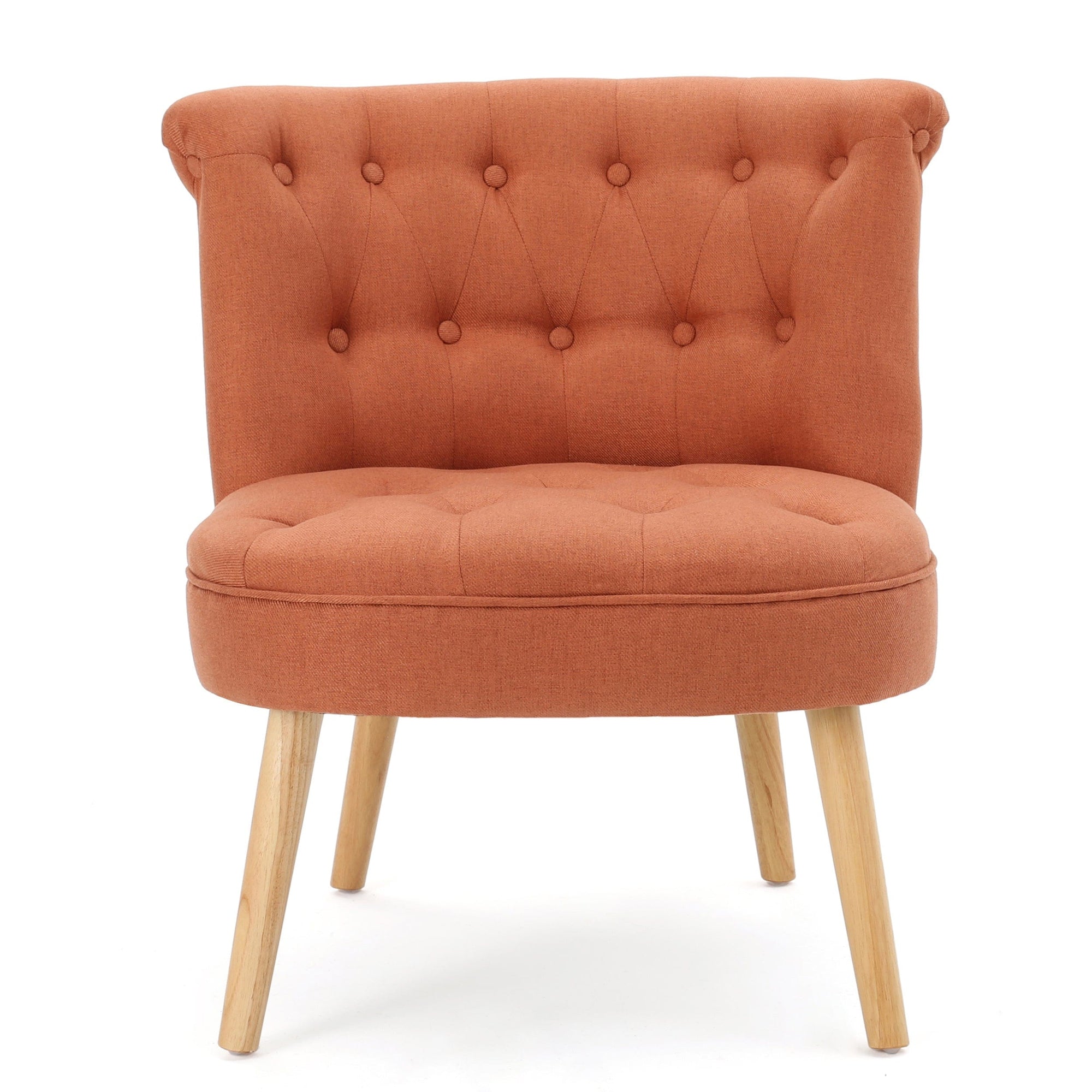 THE FURNITURE CO. Accent Chair Bordeaux Tufted Orange Mid Century Fusion Button Tufted Accent Chair
