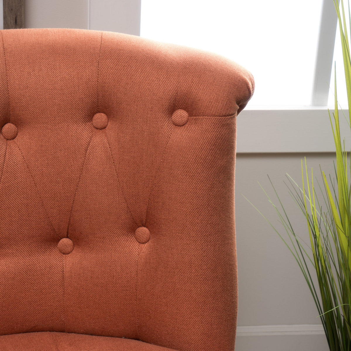 THE FURNITURE CO. Accent Chair Bordeaux Tufted Orange Mid Century Fusion Button Tufted Accent Chair