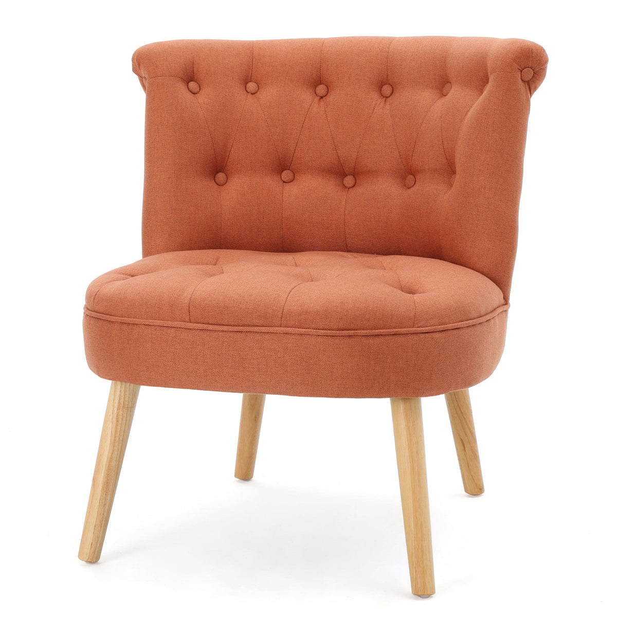 THE FURNITURE CO. Accent Chair Bordeaux Tufted Orange Mid Century Fusion Button Tufted Accent Chair