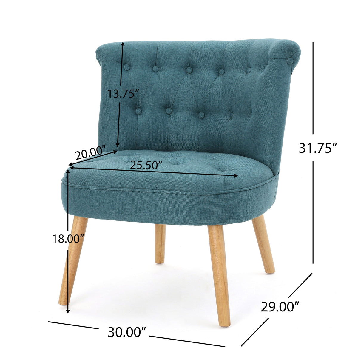 THE FURNITURE CO. Accent Chair Bordeaux Tufted Teal Mid-Century Fusion Button Tufted Chair