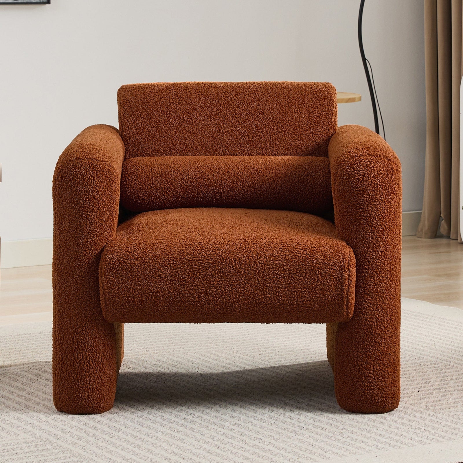 THE FURNITURE CO. Accent Chair Burnt Orange Sherpa Fabric Accent Chair