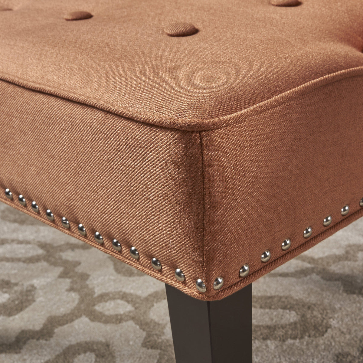 THE FURNITURE CO. Accent Chair Button-Tufted Waffle Stitch Accent Chair In Orange Fabric