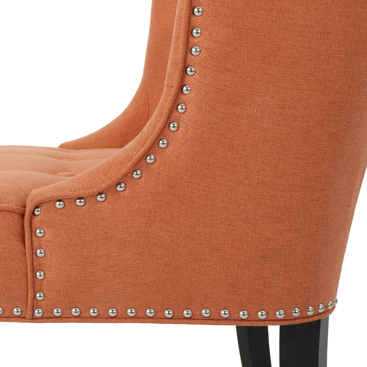 THE FURNITURE CO. Accent Chair Button-Tufted Waffle Stitch Accent Chair In Orange Fabric