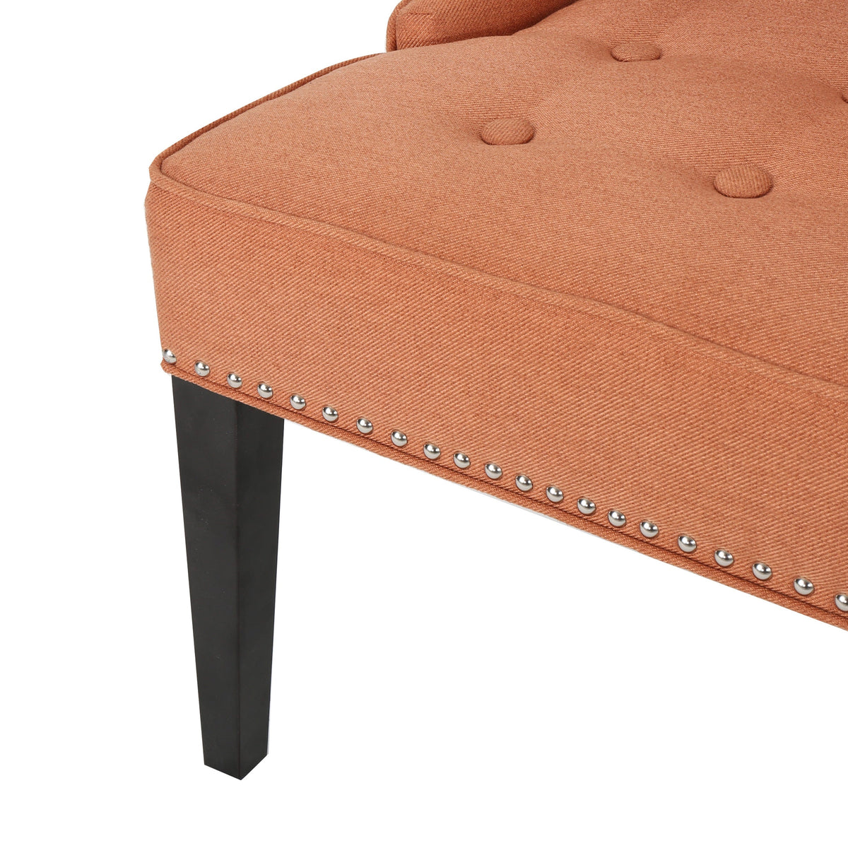 THE FURNITURE CO. Accent Chair Button-Tufted Waffle Stitch Accent Chair In Orange Fabric