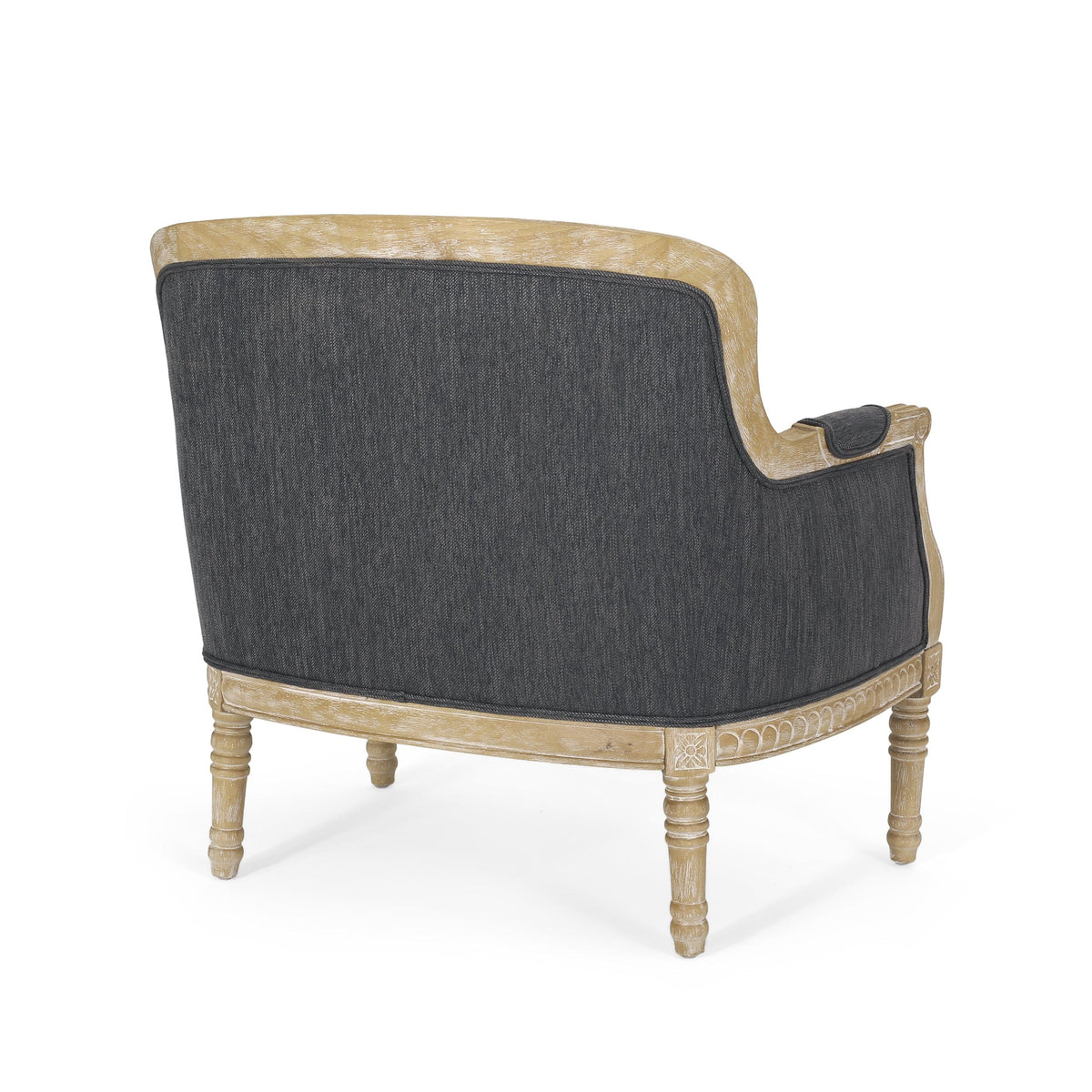 THE FURNITURE CO. Accent Chair Charcoal French Country-Inspired Club Chair – Weathered Finish with Rubberwood Frame