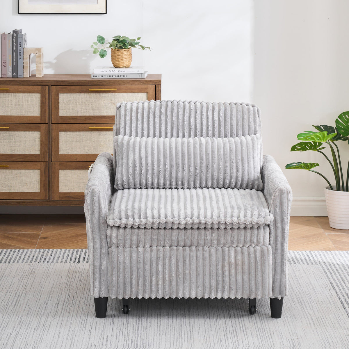 THE FURNITURE CO. Accent Chair Comfortable Gray Corduroy One-Seat Sofa