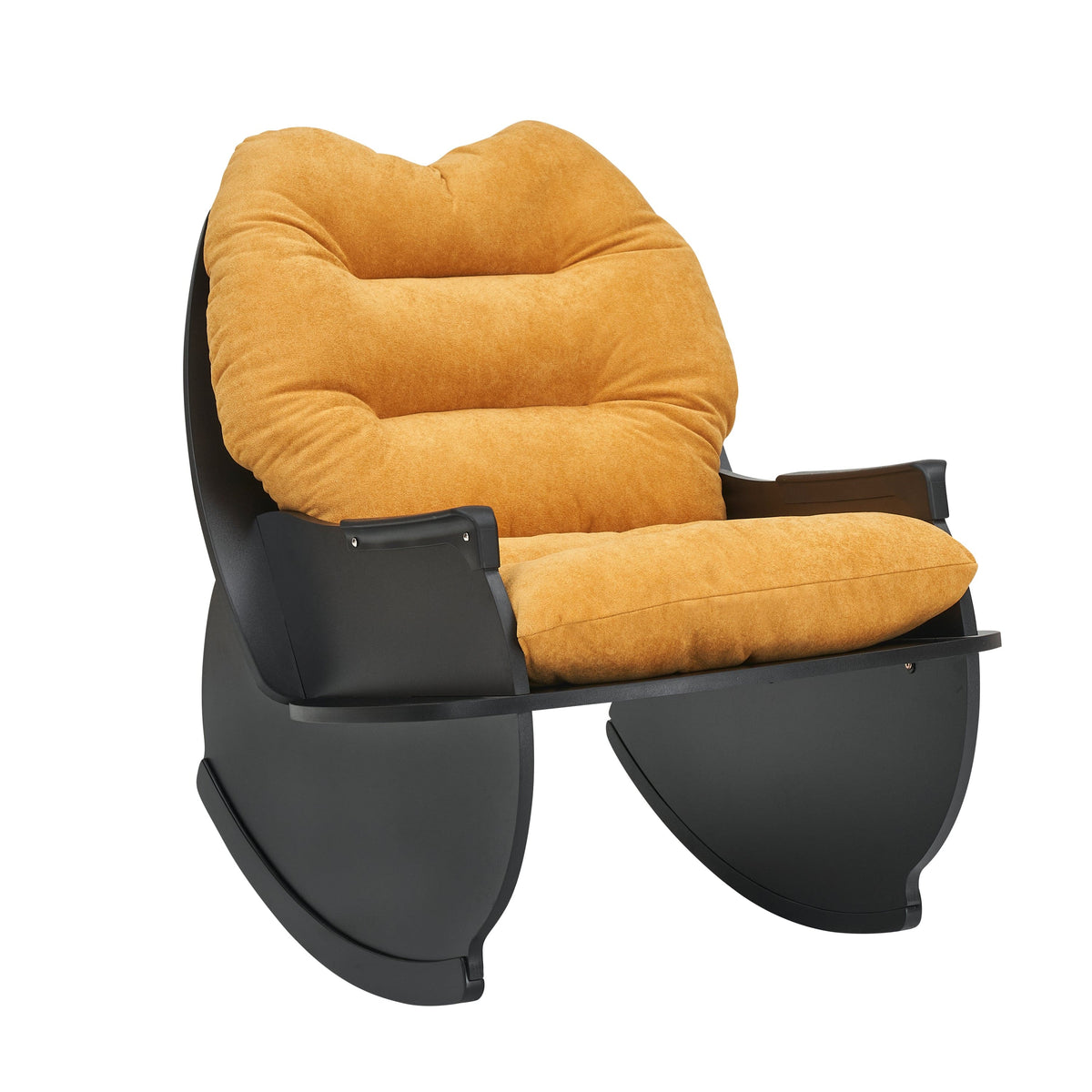 THE FURNITURE CO. Accent Chair Contemporary Yellow Velvet Compact Rocking Sofa