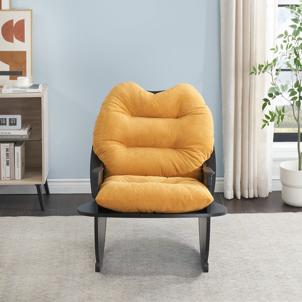 THE FURNITURE CO. Accent Chair Contemporary Yellow Velvet Compact Rocking Sofa