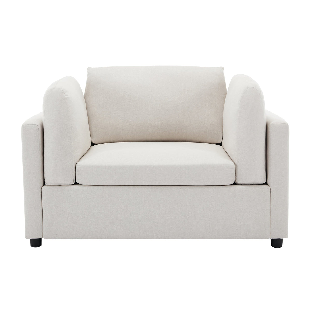 THE FURNITURE CO. Accent Chair Cream Linen Oversized Armchair with Ottoman