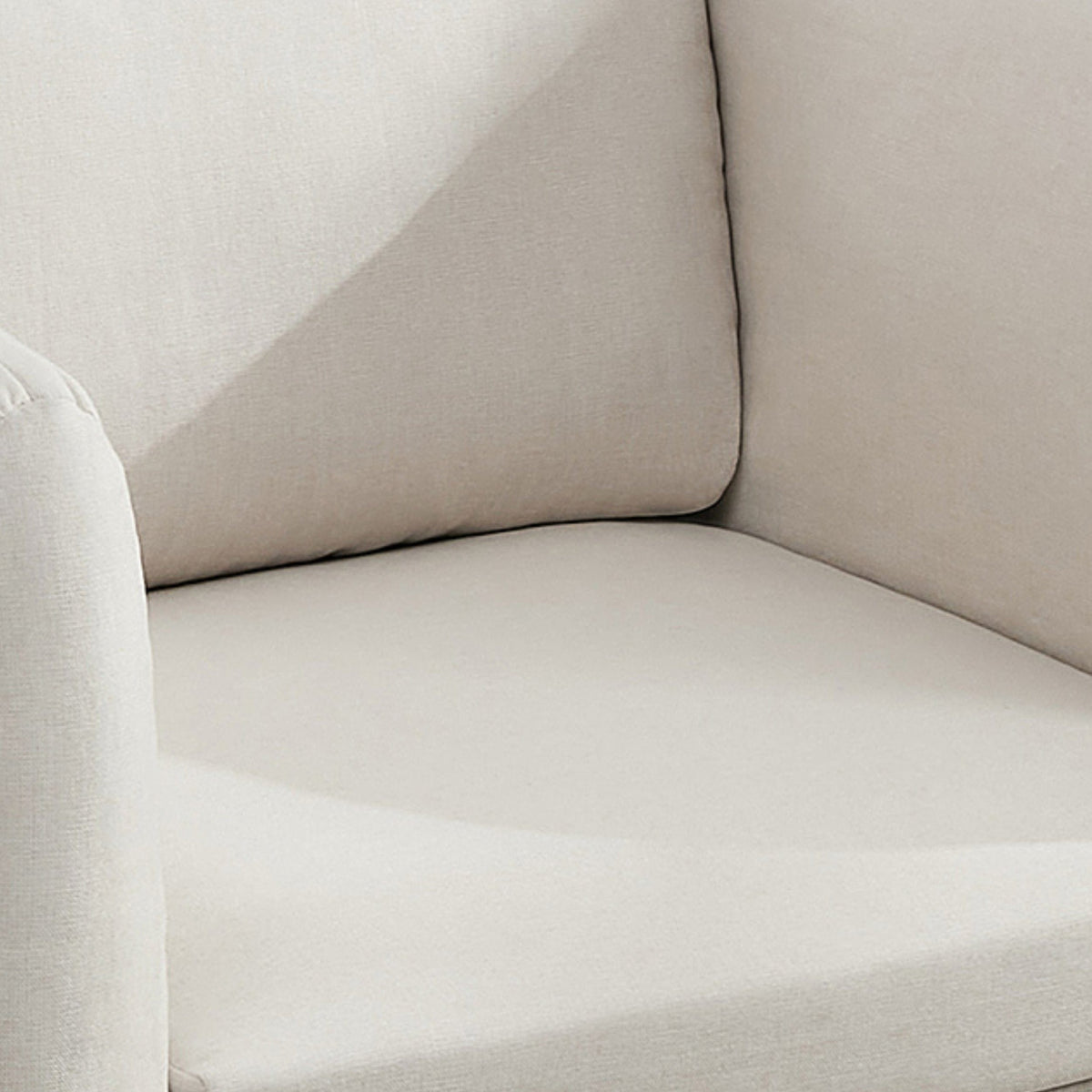 THE FURNITURE CO. Accent Chair Cream Linen Oversized Armchair with Ottoman