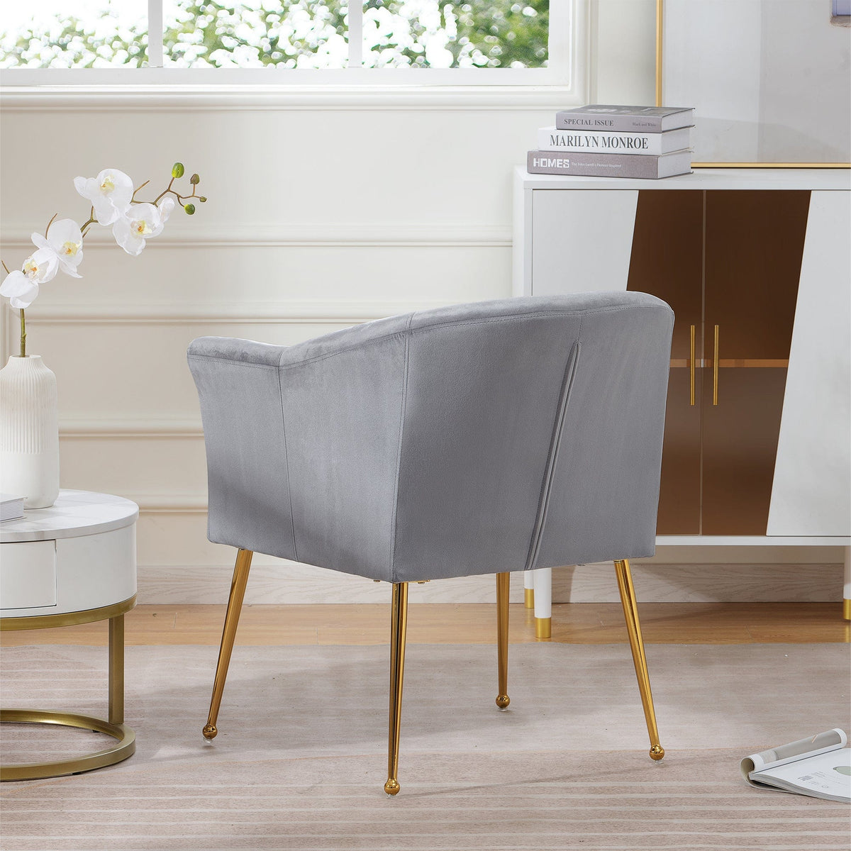 THE FURNITURE CO. Accent Chair Gray Italian Velvet Accent Chair with Gold Metal Legs