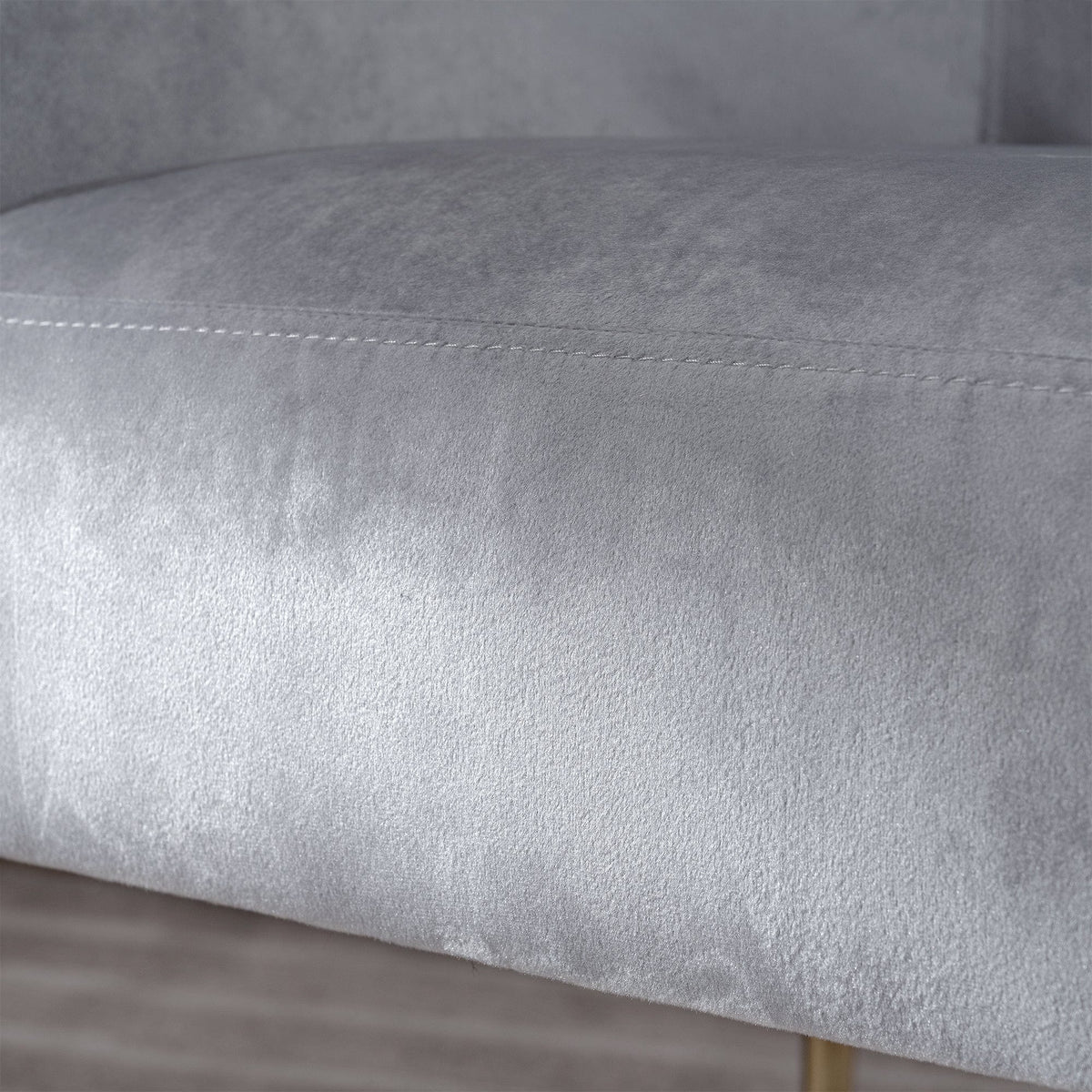 THE FURNITURE CO. Accent Chair Gray Italian Velvet Accent Chair with Gold Metal Legs