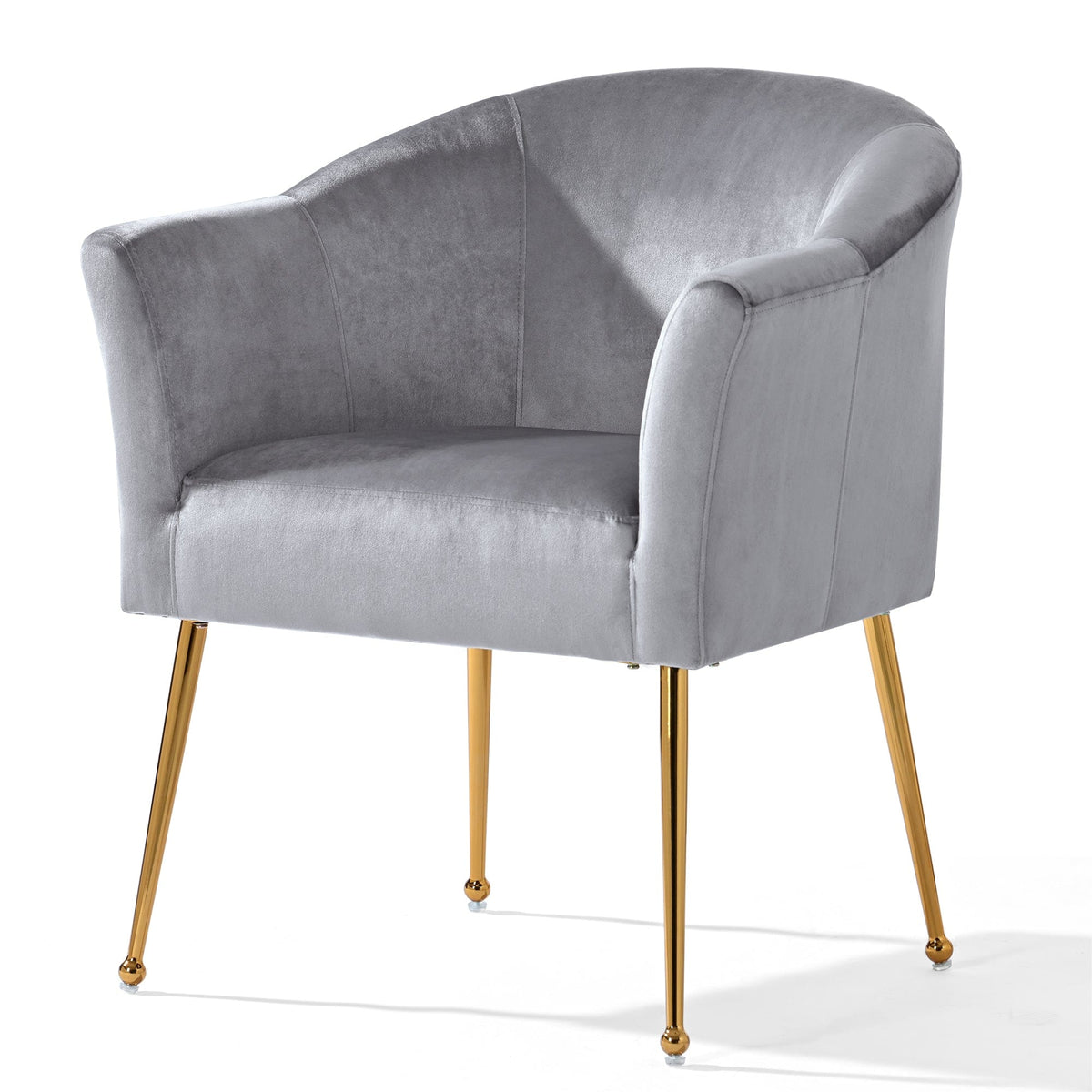 THE FURNITURE CO. Accent Chair Gray Italian Velvet Accent Chair with Gold Metal Legs