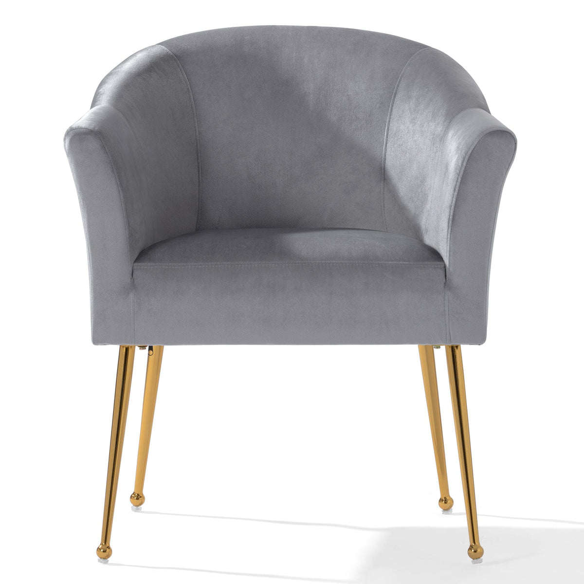 THE FURNITURE CO. Accent Chair Gray Italian Velvet Accent Chair with Gold Metal Legs