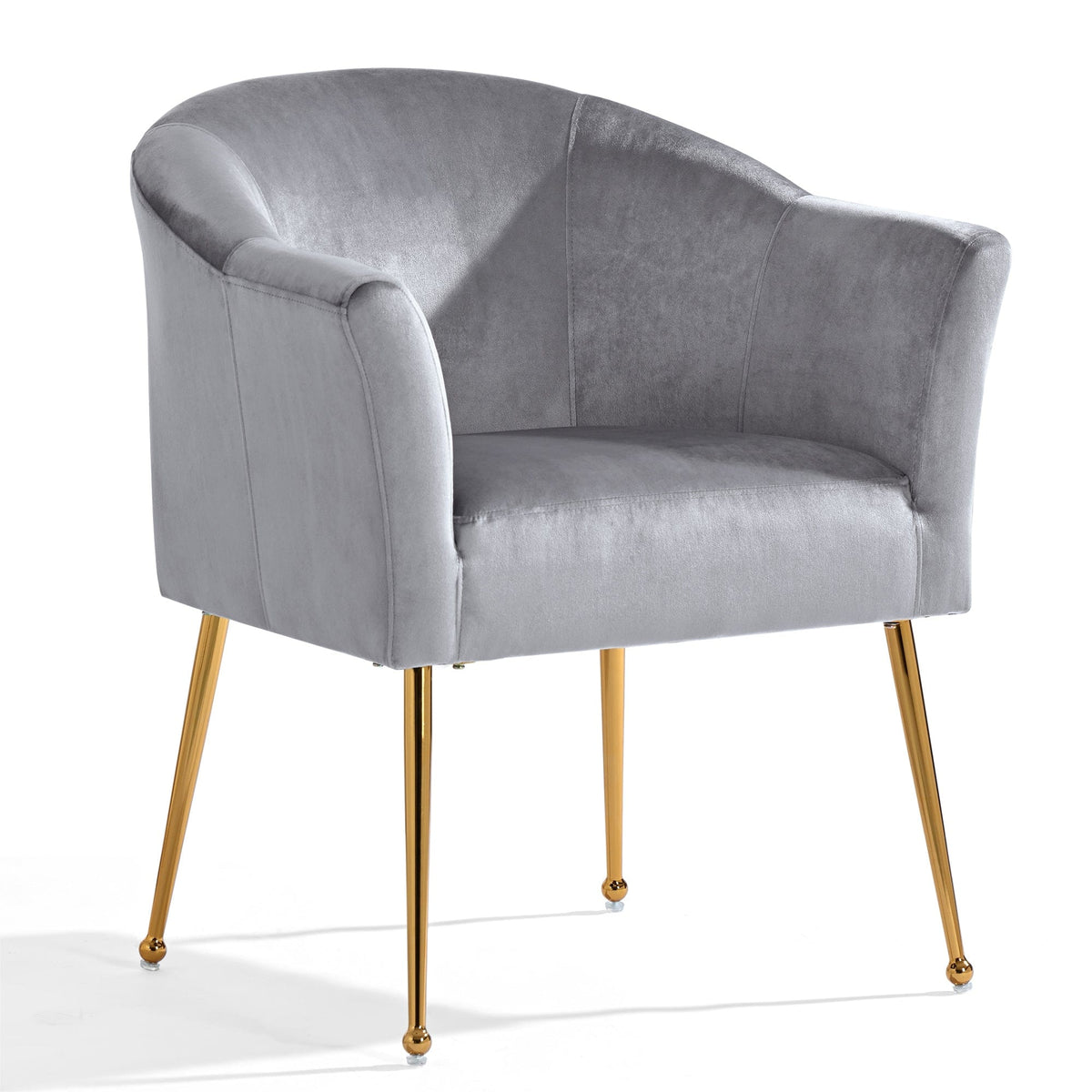 THE FURNITURE CO. Accent Chair Gray Italian Velvet Accent Chair with Gold Metal Legs