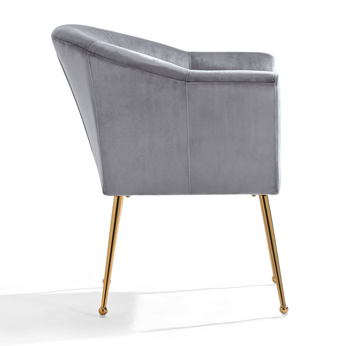 THE FURNITURE CO. Accent Chair Gray Italian Velvet Accent Chair with Gold Metal Legs