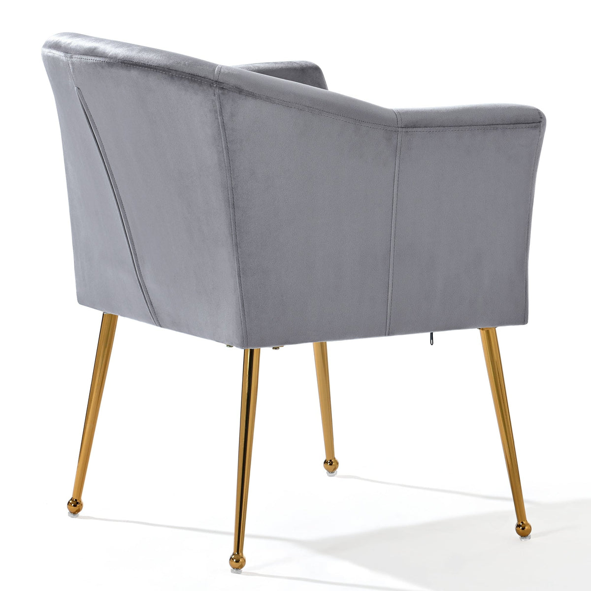 THE FURNITURE CO. Accent Chair Gray Italian Velvet Accent Chair with Gold Metal Legs