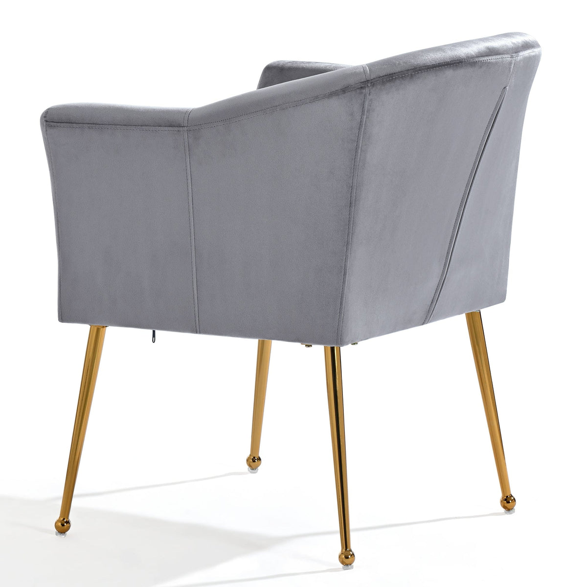 THE FURNITURE CO. Accent Chair Gray Italian Velvet Accent Chair with Gold Metal Legs