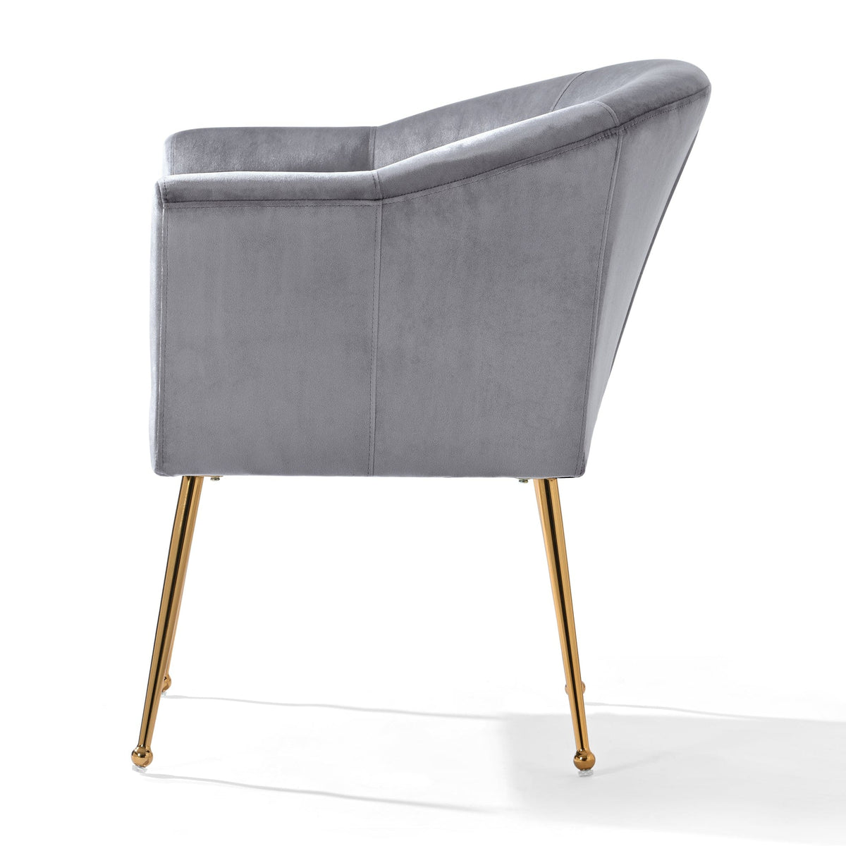 THE FURNITURE CO. Accent Chair Gray Italian Velvet Accent Chair with Gold Metal Legs