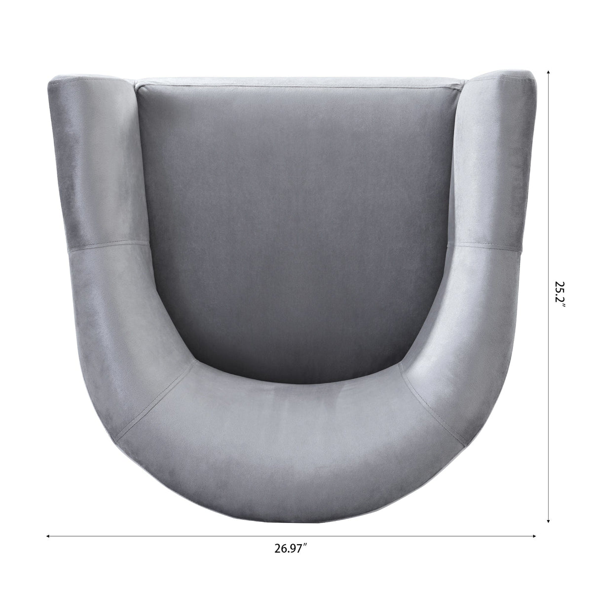 THE FURNITURE CO. Accent Chair Gray Italian Velvet Accent Chair with Gold Metal Legs