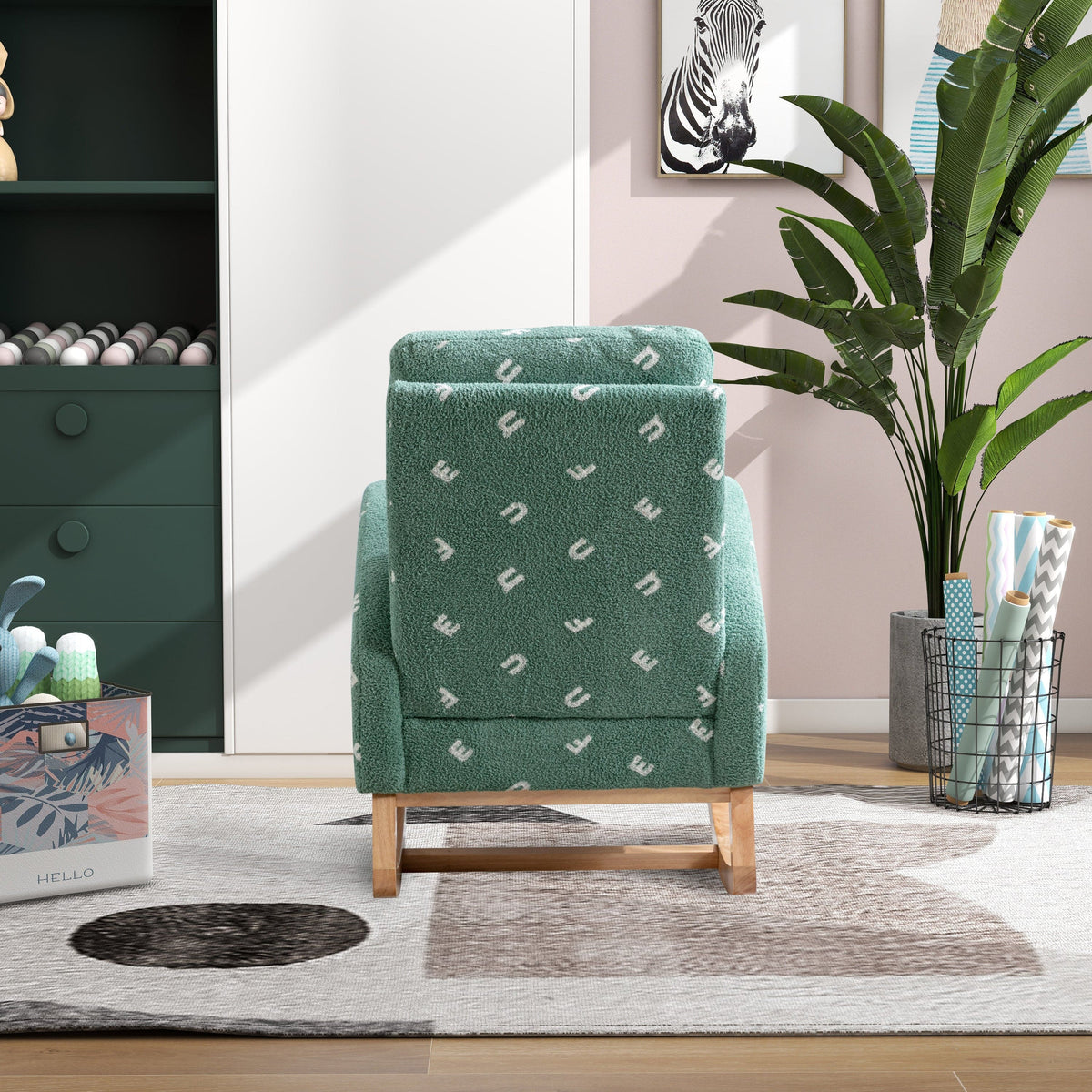 THE FURNITURE CO. Accent Chair Green Boucle Nursery Rocking Chair
