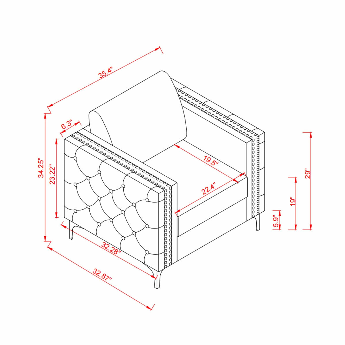 THE FURNITURE CO. Accent Chair Khaki Velvet Accent Chair With Gold Metal Legs
