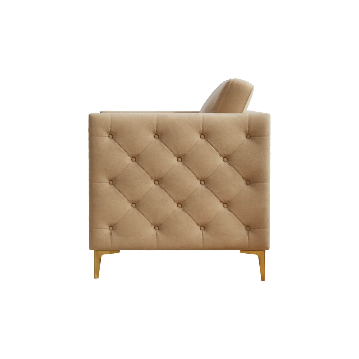THE FURNITURE CO. Accent Chair Khaki Velvet Accent Chair With Gold Metal Legs