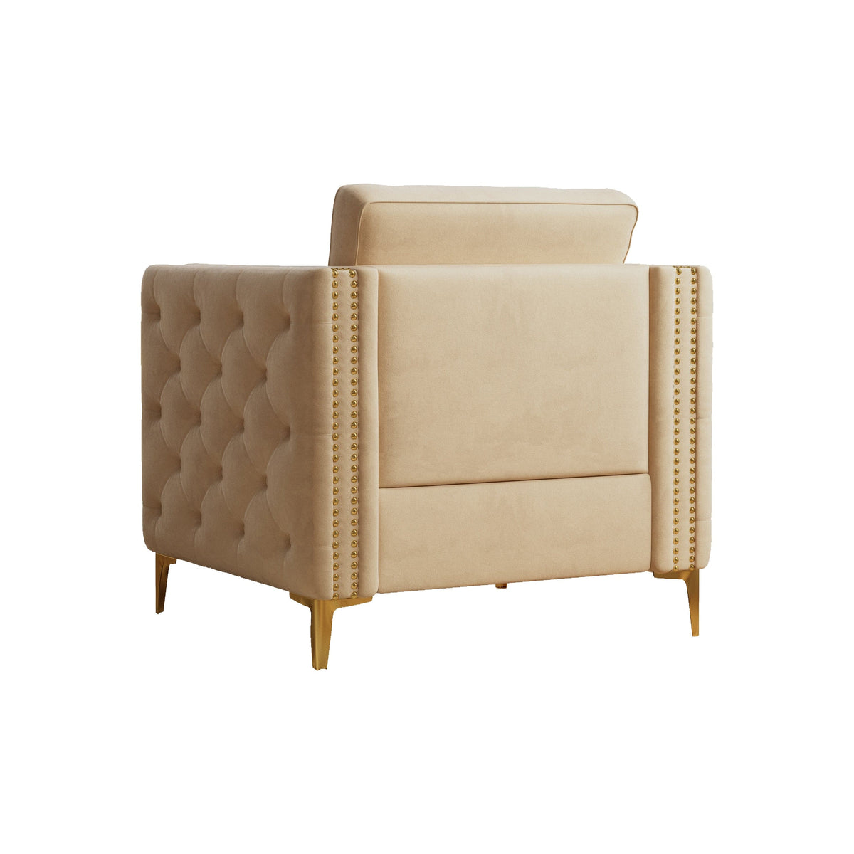 THE FURNITURE CO. Accent Chair Khaki Velvet Accent Chair With Gold Metal Legs