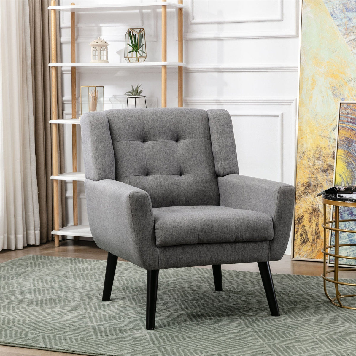 THE FURNITURE CO. Accent Chair Light Gray Linen Blend Upholstered Accent Chair