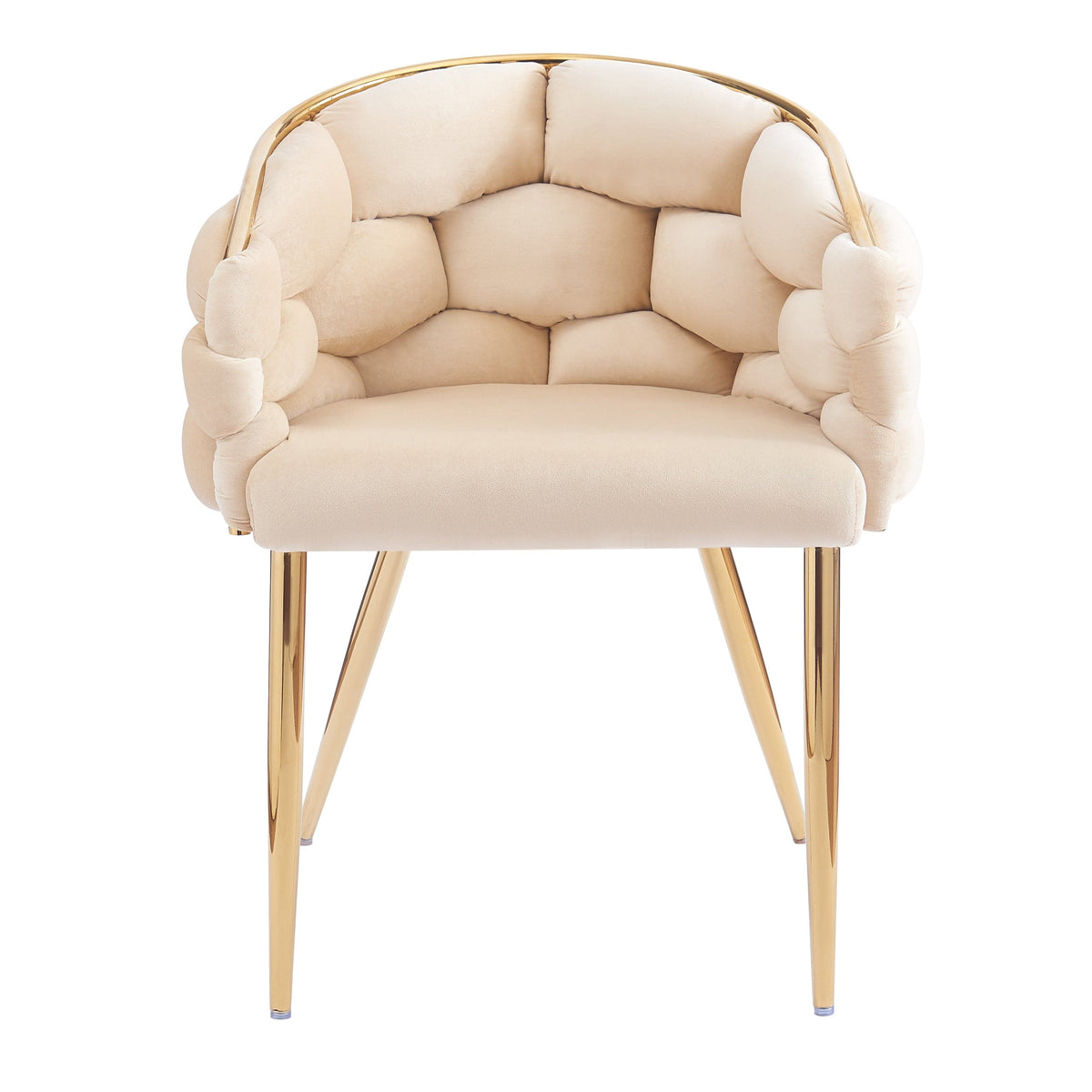 THE FURNITURE CO. Accent Chair Luxury Beige Velvet Accent Chair with Gold Legs