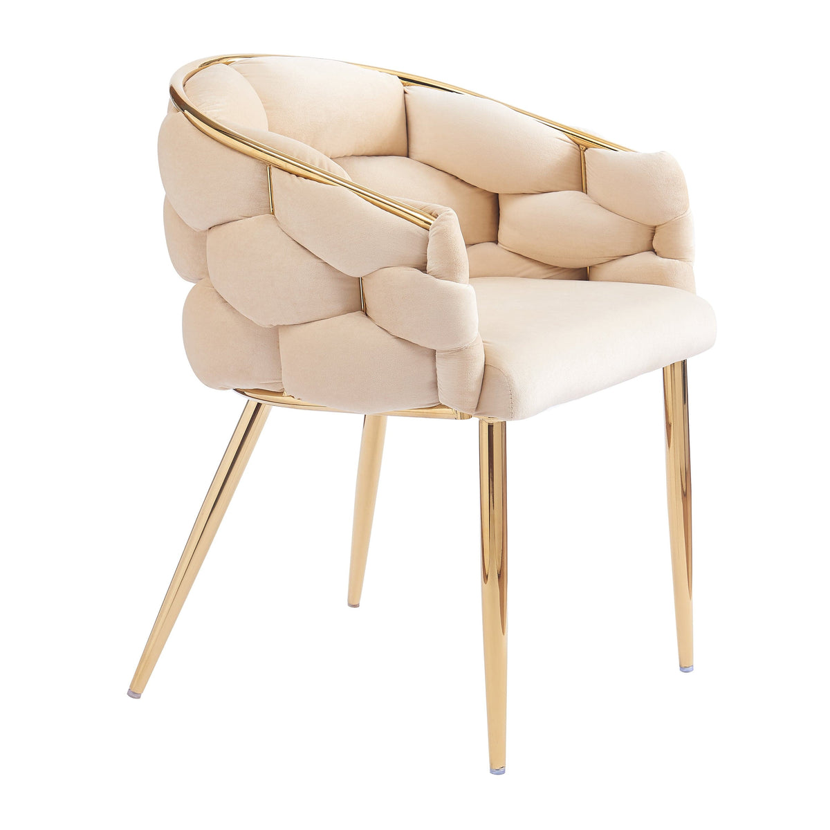 THE FURNITURE CO. Accent Chair Luxury Beige Velvet Accent Chair with Gold Legs