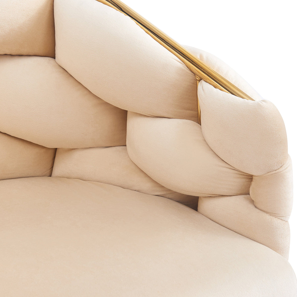 THE FURNITURE CO. Accent Chair Luxury Beige Velvet Accent Chair with Gold Legs