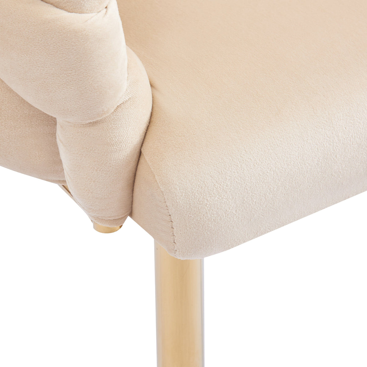 THE FURNITURE CO. Accent Chair Luxury Beige Velvet Accent Chair with Gold Legs